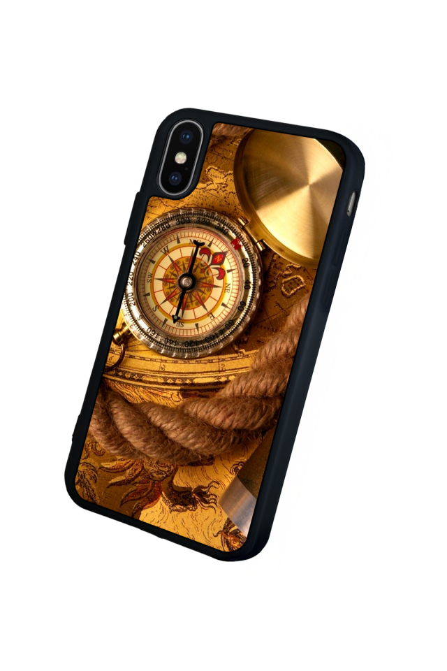 iPhone X/ XS Uyumlu Pusula Tasarımlı Glossy Premium Kılıf