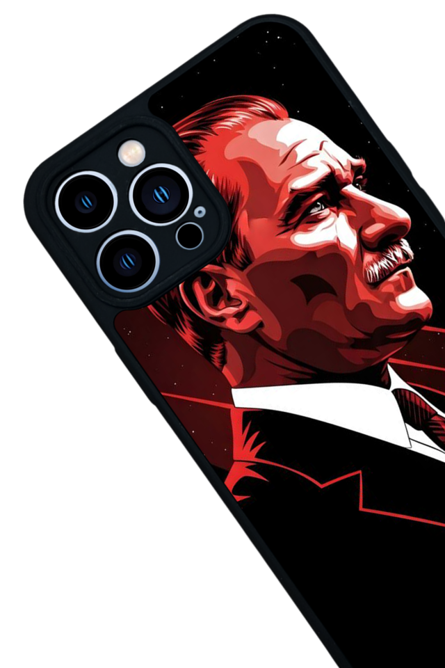 iPhone 13 Pro Max Uyumlu Mustafa Kemal Ataturk Tasarımlı Glossy Premium Kılıf