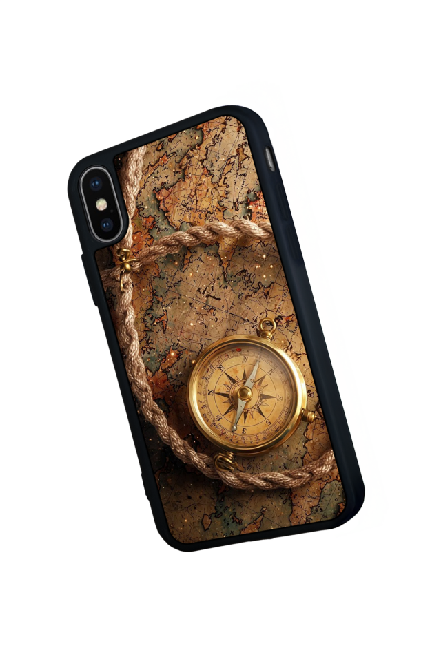iPhone X/ XS Uyumlu Pusula Tasarımlı Glossy Premium Kılıf