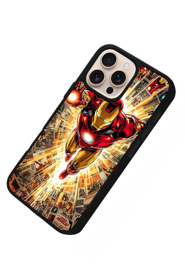 iPhone 16 Pro Max Uyumlu Iron Man ( Demir Adam ) Tasarımlı Glossy Premium Kılıf