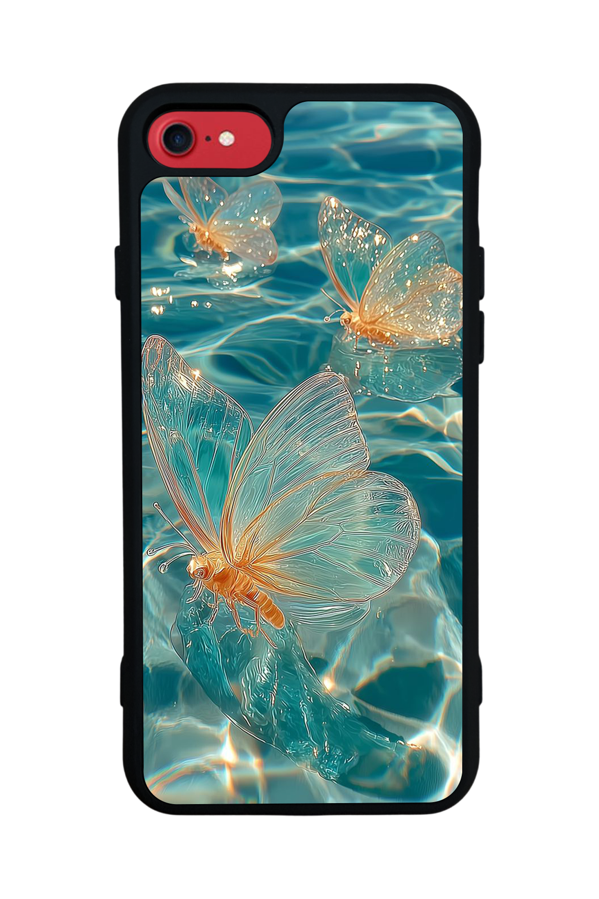 iPhone SE Uyumlu Kelebek Tasarımlı Glossy Premium Kılıf