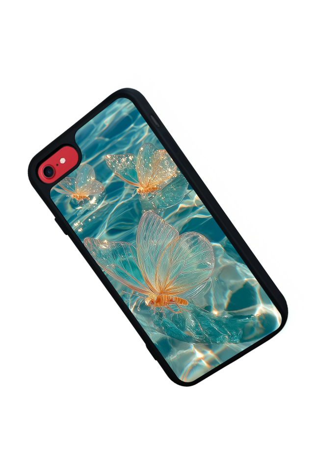 iPhone SE Uyumlu Kelebek Tasarımlı Glossy Premium Kılıf