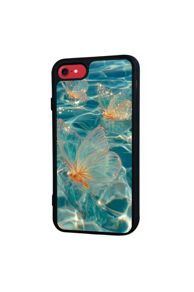 iPhone SE Uyumlu Kelebek Tasarımlı Glossy Premium Kılıf