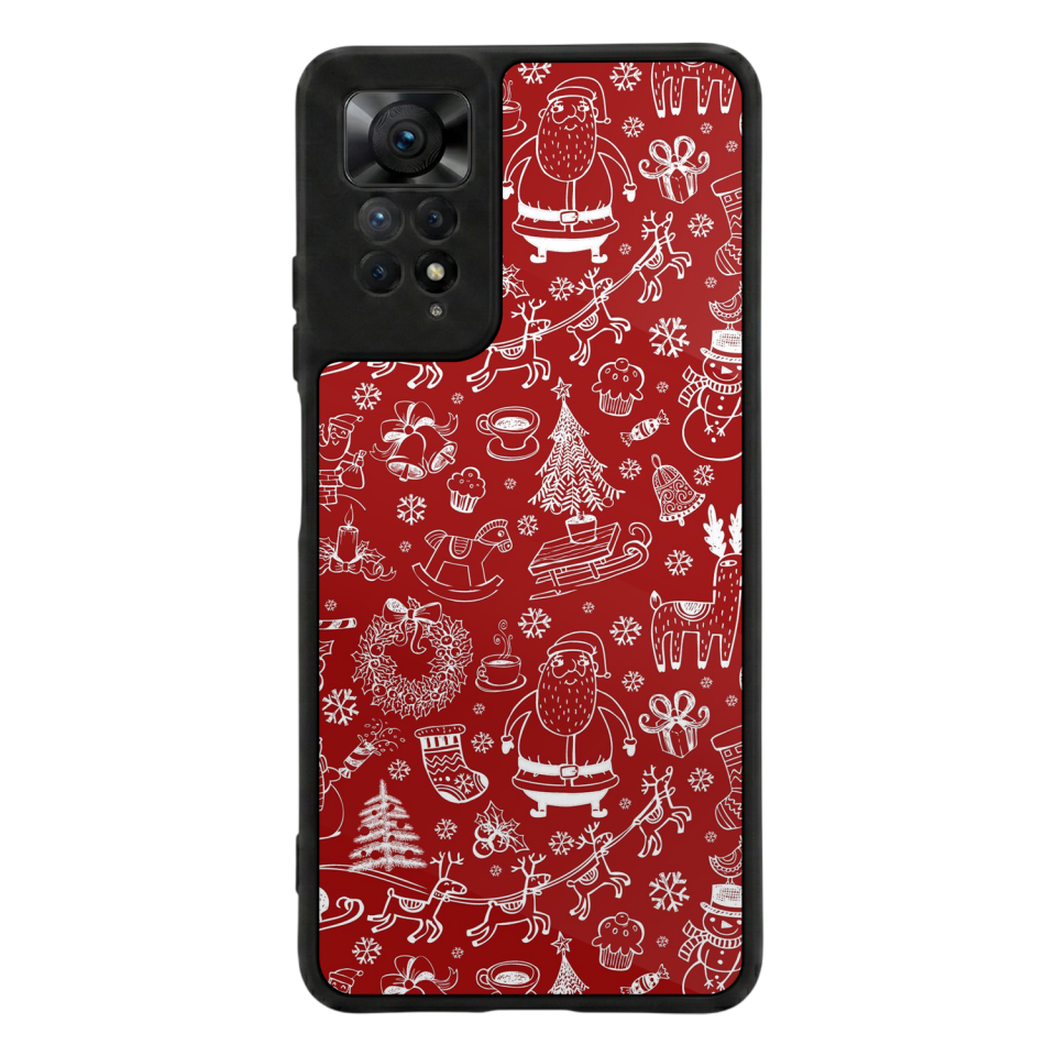 Xiaomi Redmi Note 11 Pro Uyumlu Kirmizi ve Kaplan Tasarımlı Glossy Premium Kılıf