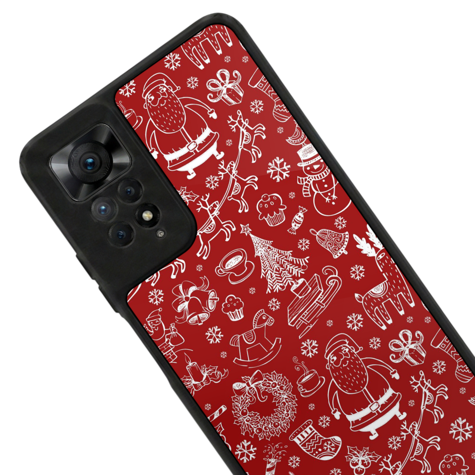 Xiaomi Redmi Note 11 Pro Uyumlu Kirmizi ve Kaplan Tasarımlı Glossy Premium Kılıf