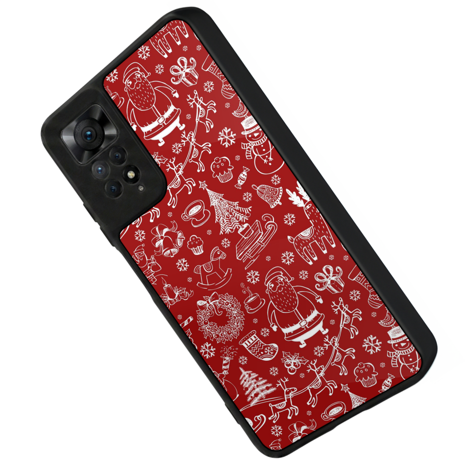 Xiaomi Redmi Note 11 Pro Uyumlu Kirmizi ve Kaplan Tasarımlı Glossy Premium Kılıf