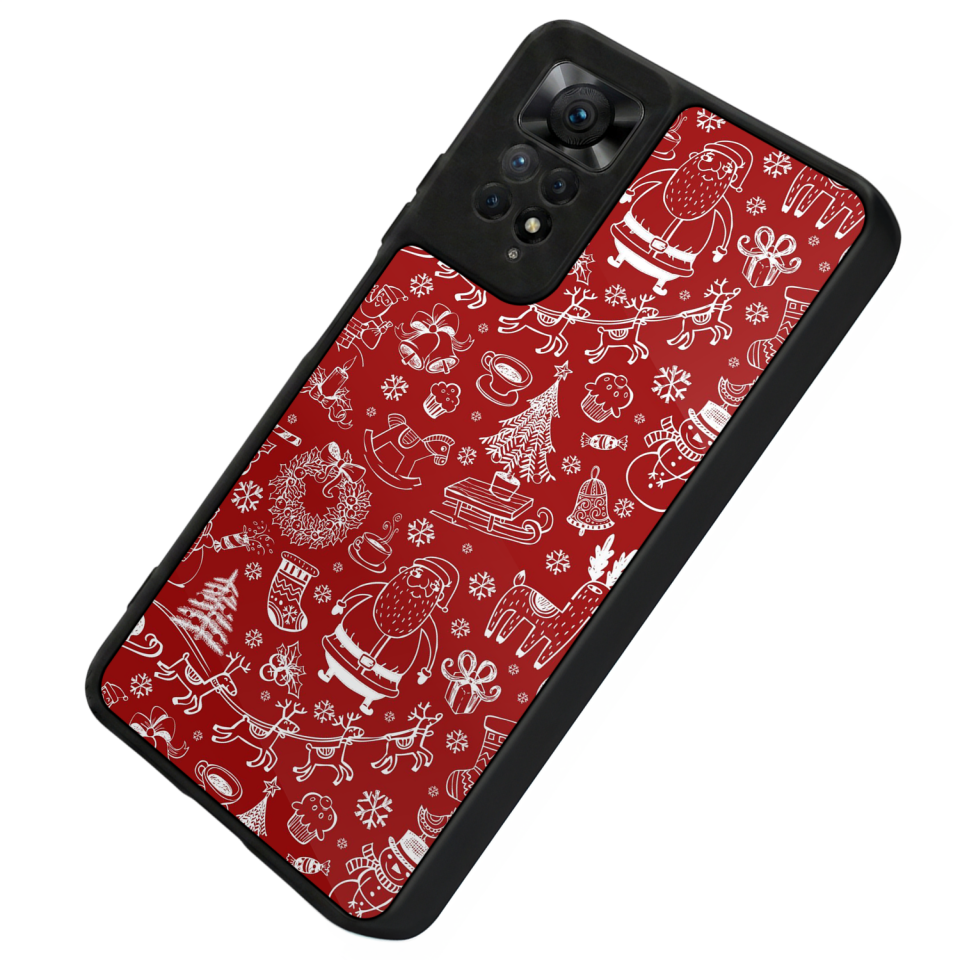 Xiaomi Redmi Note 11 Pro Uyumlu Kirmizi ve Kaplan Tasarımlı Glossy Premium Kılıf