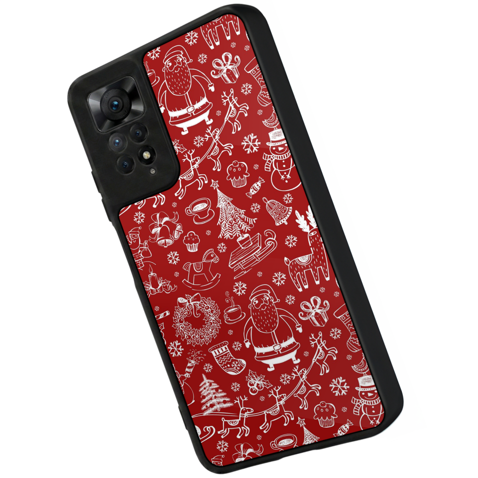 Xiaomi Redmi Note 11 Pro Uyumlu Kirmizi ve Kaplan Tasarımlı Glossy Premium Kılıf