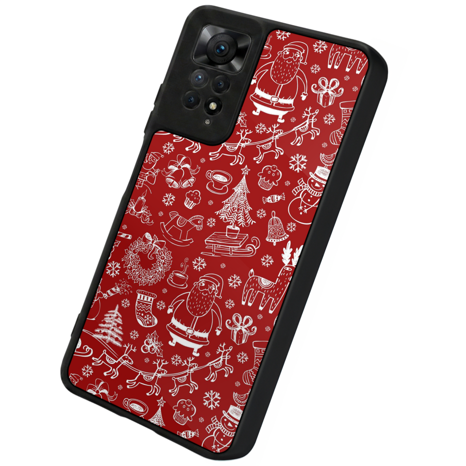 Xiaomi Redmi Note 11 Pro Uyumlu Kirmizi ve Kaplan Tasarımlı Glossy Premium Kılıf