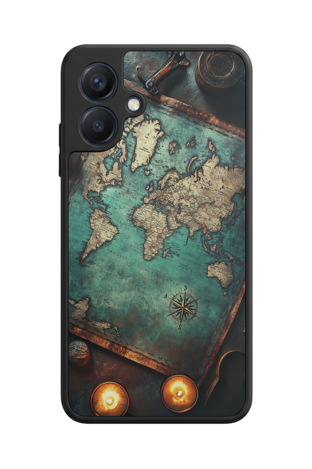 Samsung Galaxy A07 Uyumlu Harita Tasarımlı Glossy Premium Kılıf