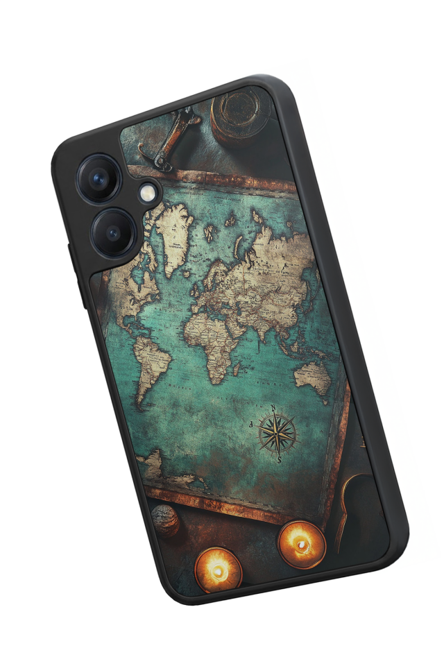 Samsung Galaxy A07 Uyumlu Harita Tasarımlı Glossy Premium Kılıf