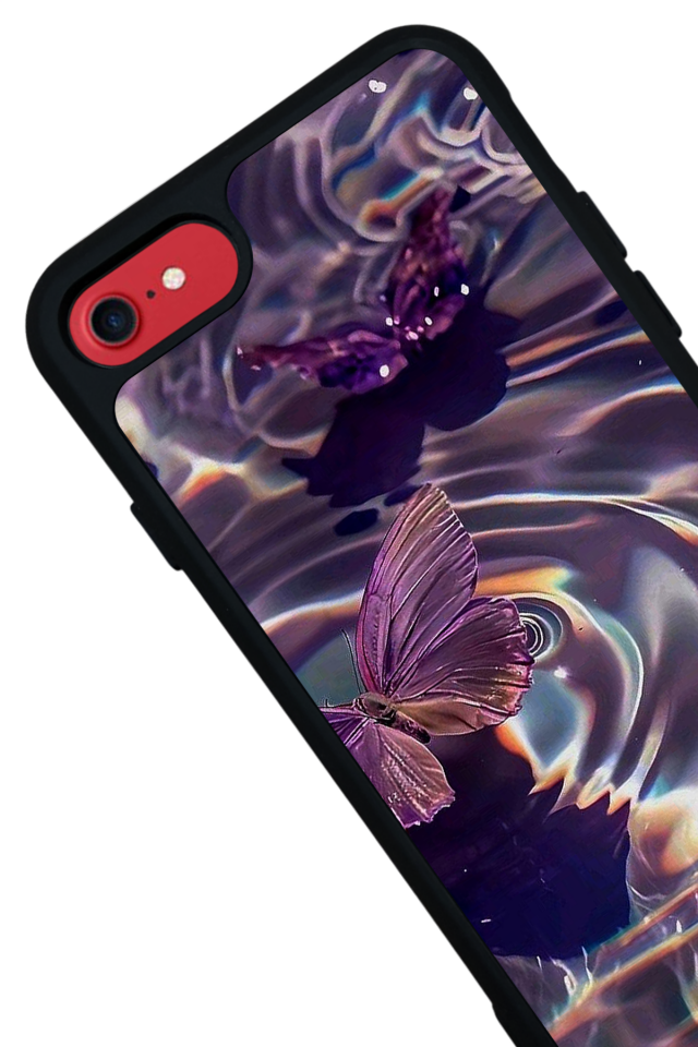iPhone SE Uyumlu Kelebek Tasarımlı Glossy Premium Kılıf