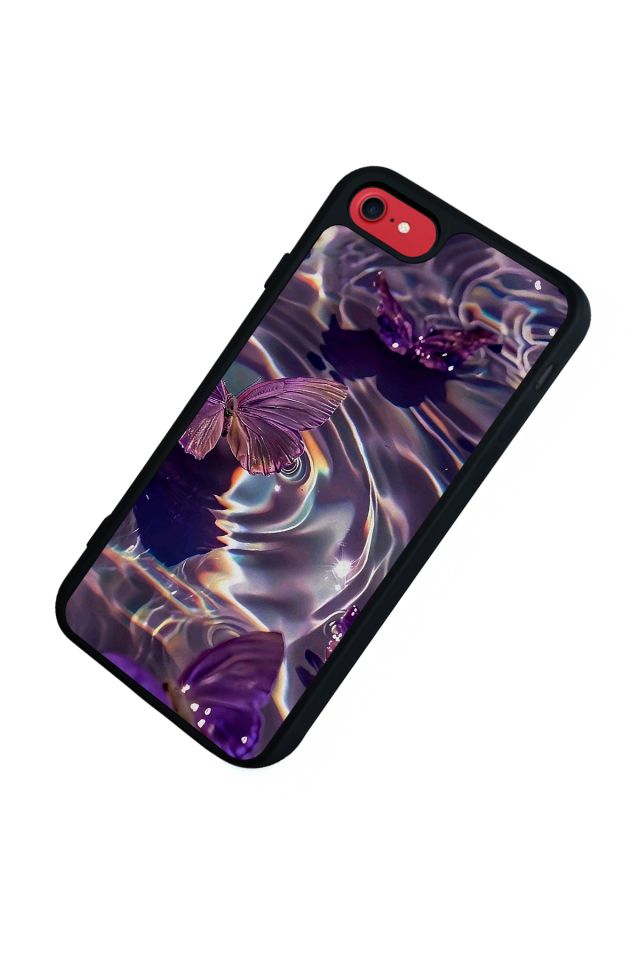 iPhone SE Uyumlu Kelebek Tasarımlı Glossy Premium Kılıf