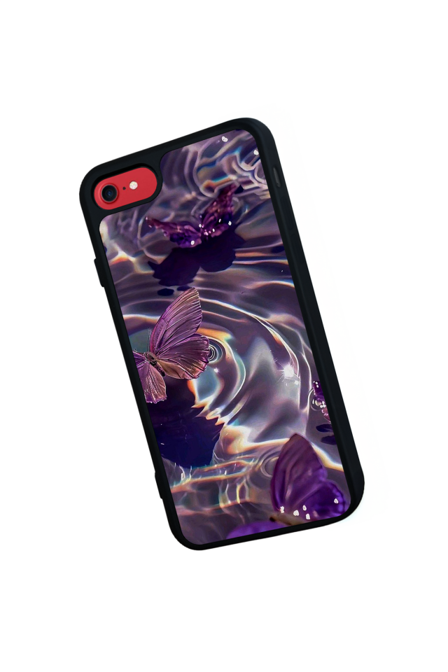 iPhone SE Uyumlu Kelebek Tasarımlı Glossy Premium Kılıf