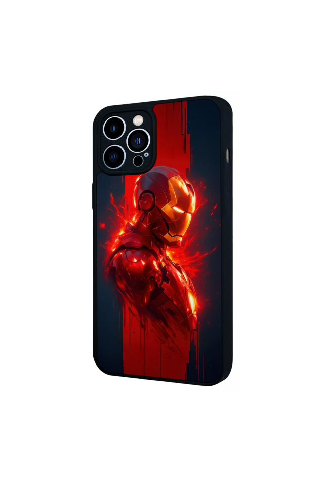iPhone 12 Pro Max Uyumlu  Iron Man ( Demir Adam ) Tasarımlı Glossy Premium Kılıf