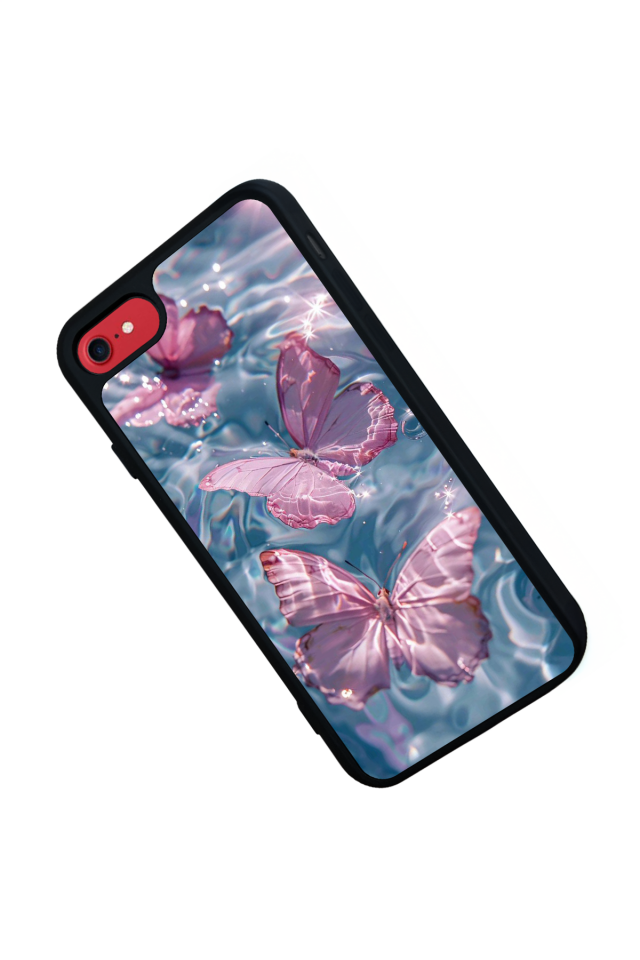 iPhone SE Uyumlu Kelebek Tasarımlı Glossy Premium Kılıf