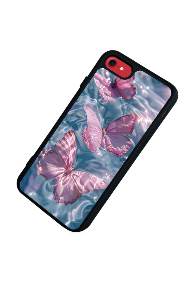 iPhone SE Uyumlu Kelebek Tasarımlı Glossy Premium Kılıf