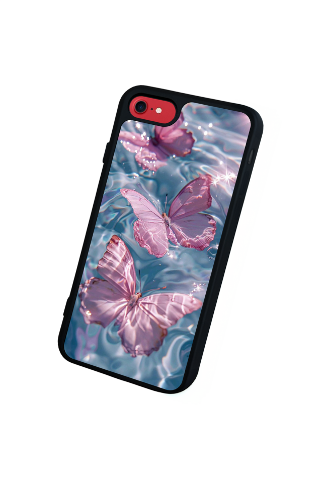iPhone SE Uyumlu Kelebek Tasarımlı Glossy Premium Kılıf