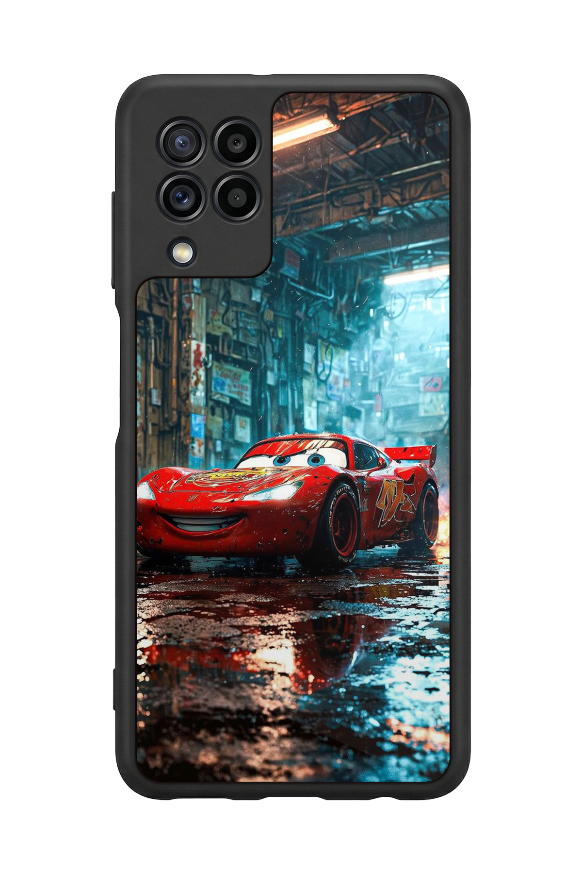 Samsung Galaxy M22 Uyumlu Şimsek McQueen Tasarımlı Glossy Premium Kılıf