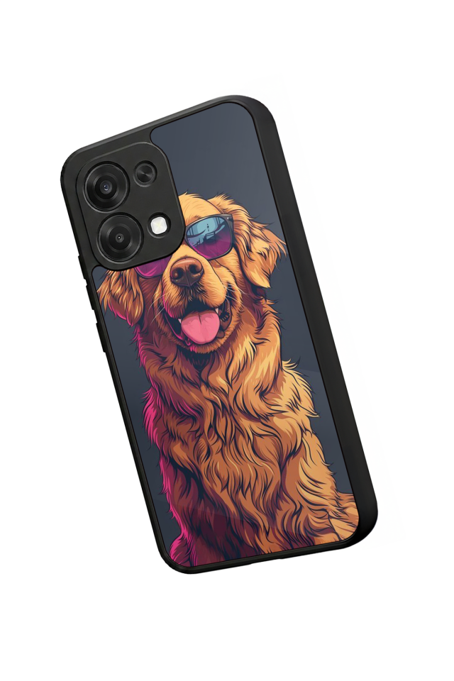 Oppo A6 Pro Uyumlu Golden Kopek Tasarımlı Glossy Premium Kılıf