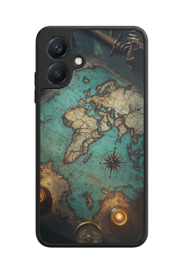 Samsung Galaxy A07 Uyumlu Harita Tasarımlı Glossy Premium Kılıf