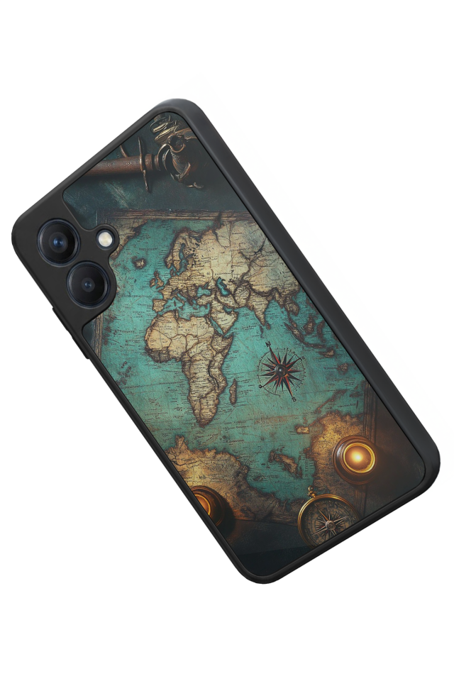 Samsung Galaxy A07 Uyumlu Harita Tasarımlı Glossy Premium Kılıf