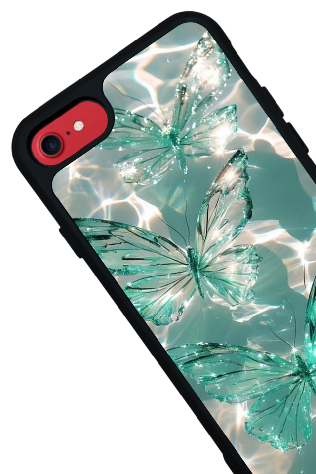 iPhone SE Uyumlu Kelebek Tasarımlı Glossy Premium Kılıf