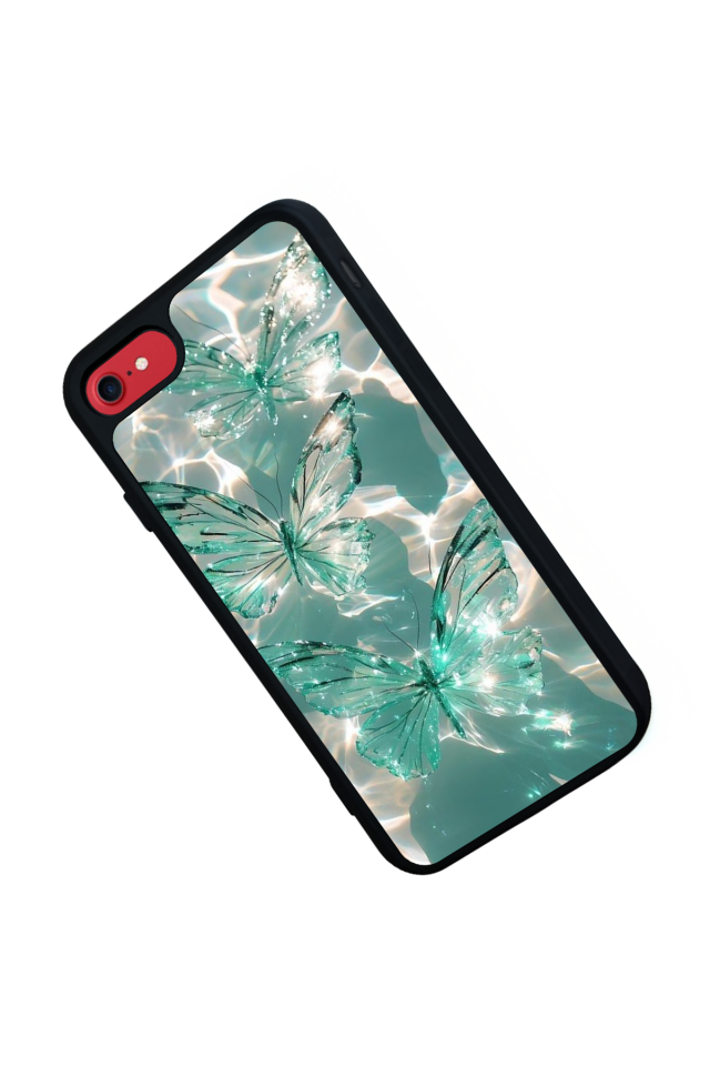 iPhone SE Uyumlu Kelebek Tasarımlı Glossy Premium Kılıf