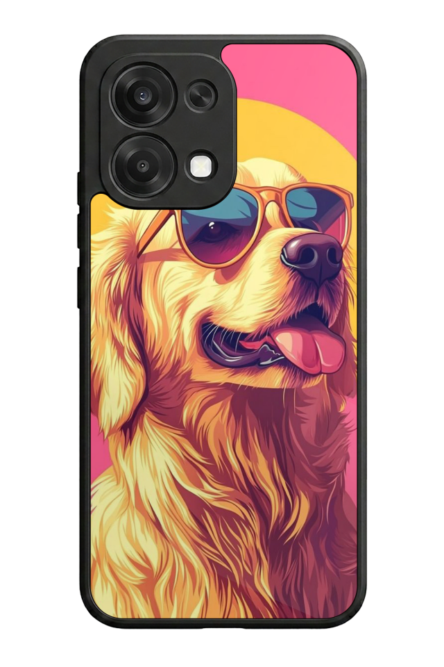 Oppo A6 Pro Uyumlu Golden Kopek Tasarımlı Glossy Premium Kılıf