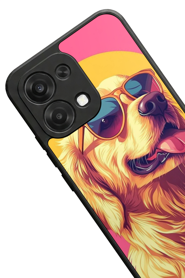 Oppo A6 Pro Uyumlu Golden Kopek Tasarımlı Glossy Premium Kılıf