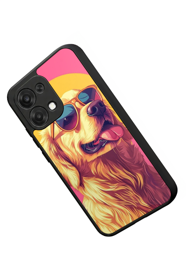 Oppo A6 Pro Uyumlu Golden Kopek Tasarımlı Glossy Premium Kılıf