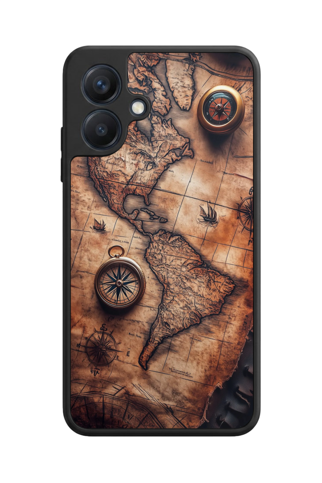 Samsung Galaxy A07 Uyumlu Harita Tasarımlı Glossy Premium Kılıf