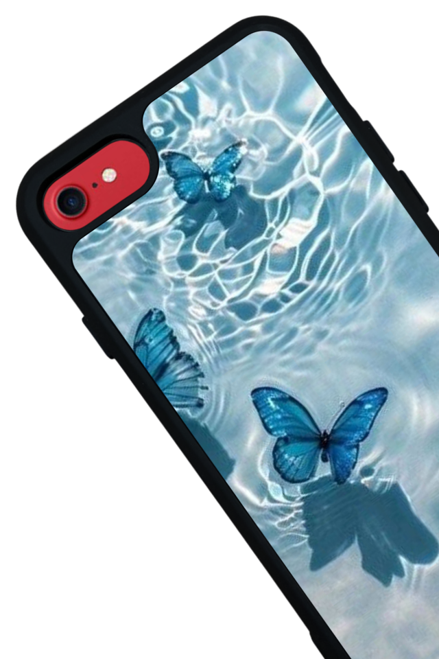 iPhone SE Uyumlu Kelebek Tasarımlı Glossy Premium Kılıf