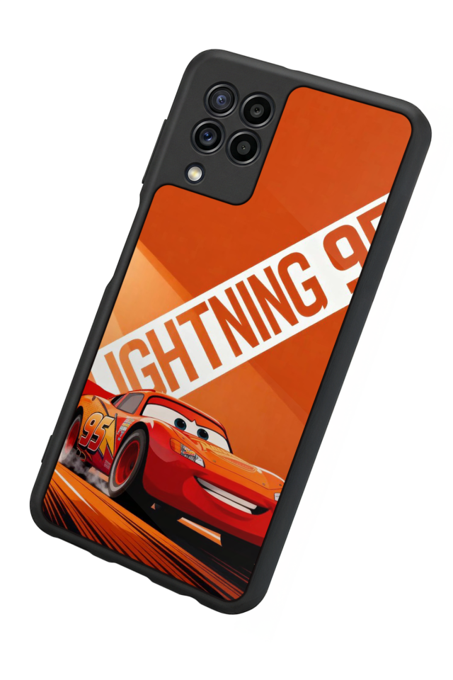 Samsung Galaxy M22 Uyumlu Şimsek McQueen Tasarımlı Glossy Premium Kılıf