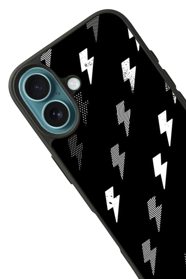 iPhone 16 Uyumlu Simsek Tasarımlı Glossy Premium Kılıf