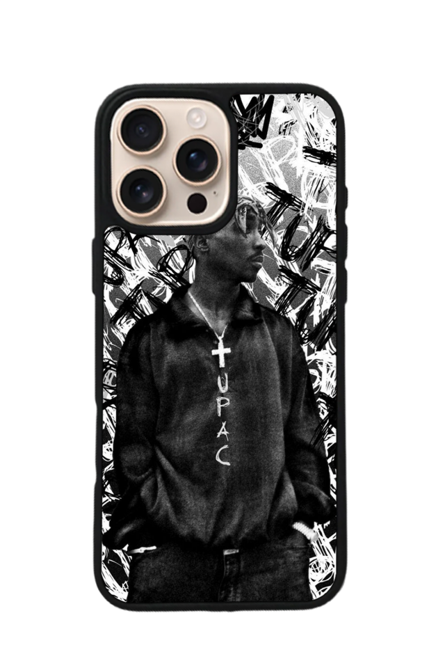 iPhone 15 Pro Max Uyumlu Tupac Tasarımlı Glossy Premium Kılıf