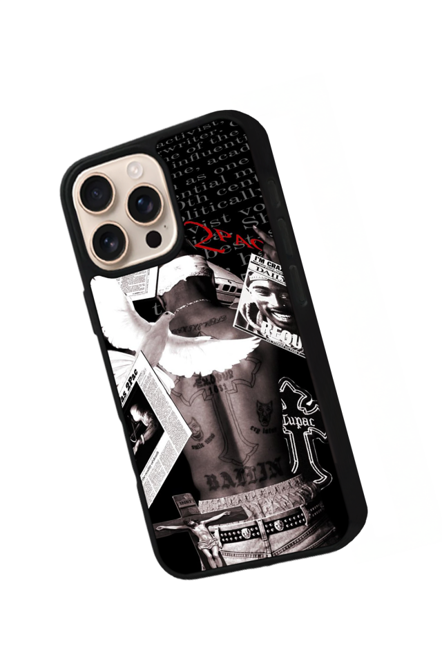 iPhone 15 Pro Max Uyumlu Tupac Tasarımlı Glossy Premium Kılıf