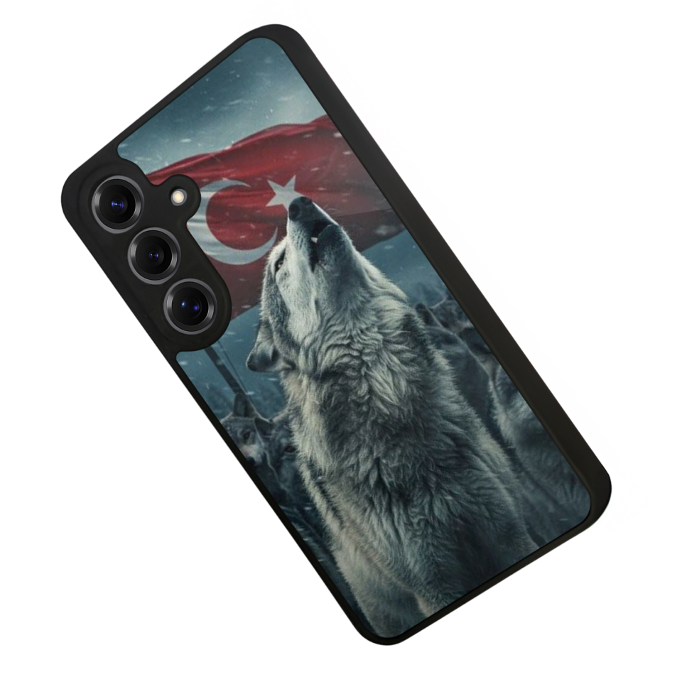 Samsung Galaxy S25 Uyumlu Bozkurt Tasarımlı Glossy Premium Kılıf