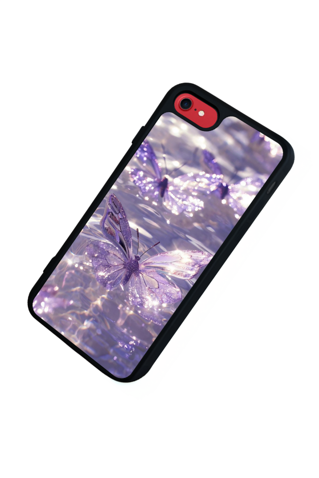 iPhone SE Uyumlu Kelebek Tasarımlı Glossy Premium Kılıf