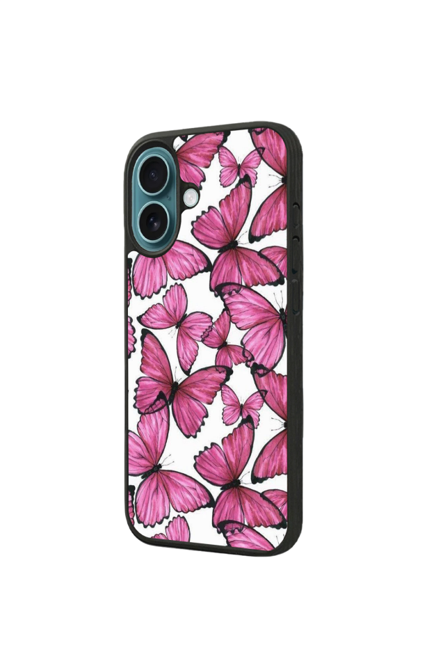 iPhone 16 Plus Uyumlu Kelebek Tasarımlı Glossy Premium Kılıf