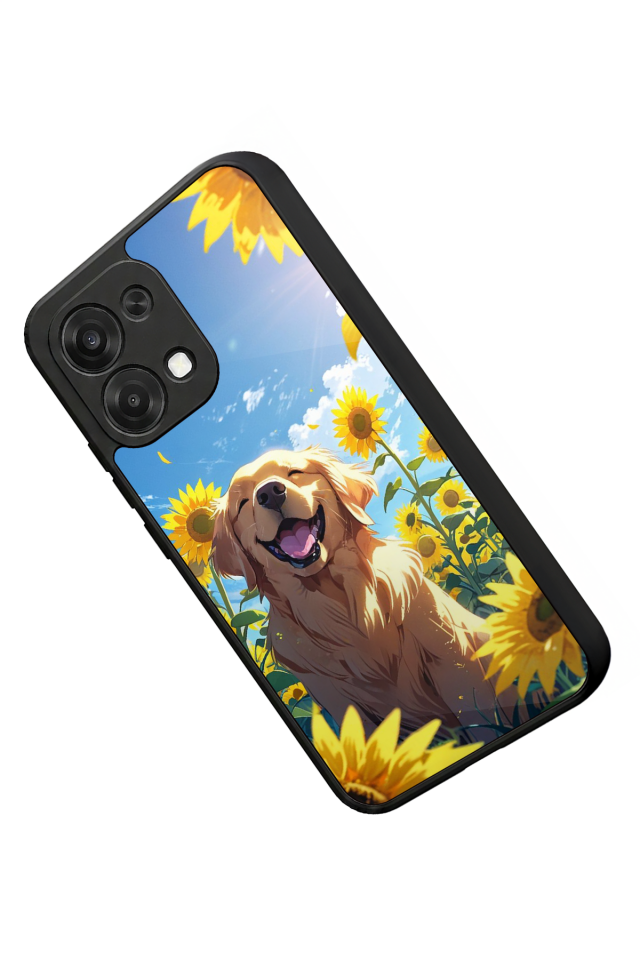 Oppo A6 Pro Uyumlu Golden Kopek Tasarımlı Glossy Premium Kılıf