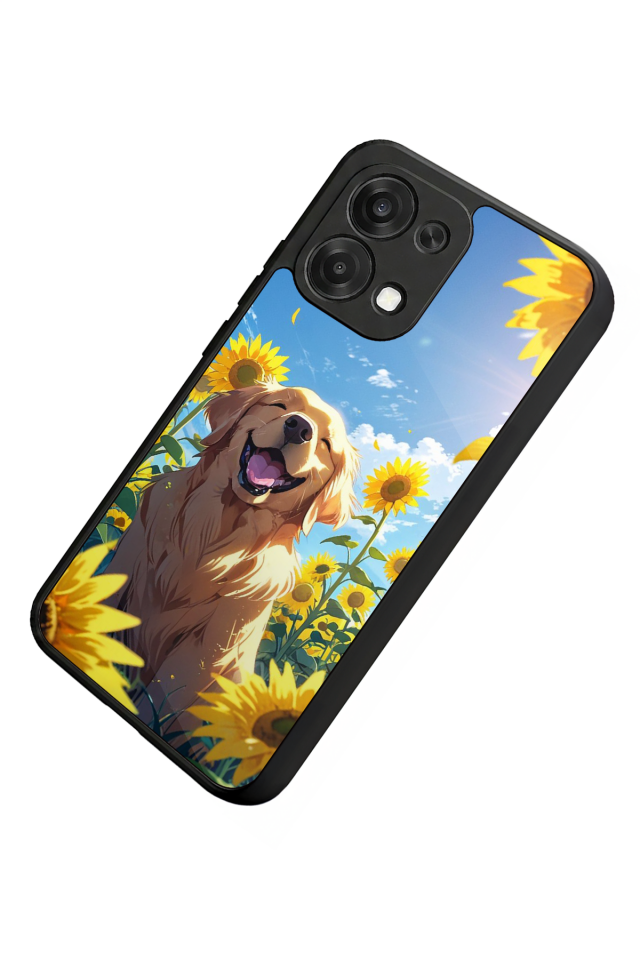 Oppo A6 Pro Uyumlu Golden Kopek Tasarımlı Glossy Premium Kılıf