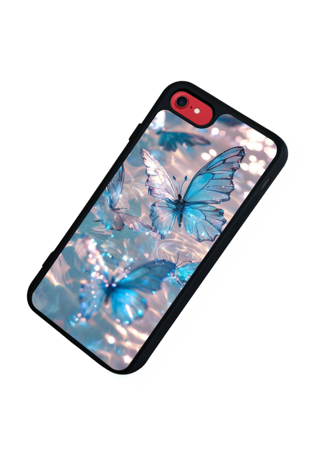 iPhone SE Uyumlu Kelebek Tasarımlı Glossy Premium Kılıf