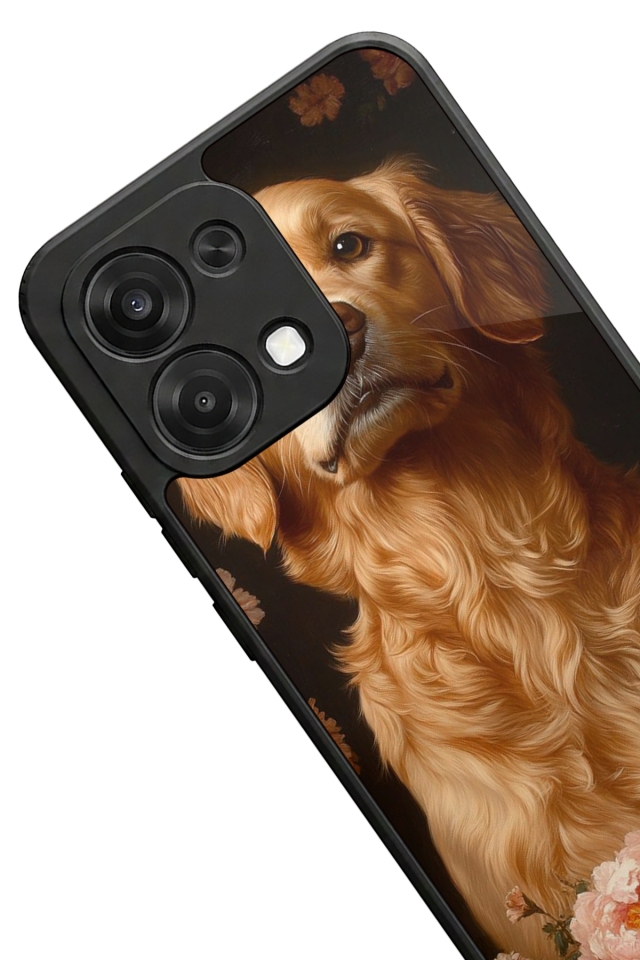 Oppo A6 Pro Uyumlu Golden Kopek Tasarımlı Glossy Premium Kılıf