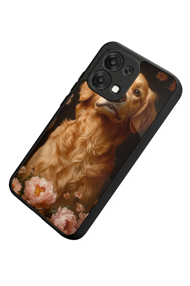 Oppo A6 Pro Uyumlu Golden Kopek Tasarımlı Glossy Premium Kılıf