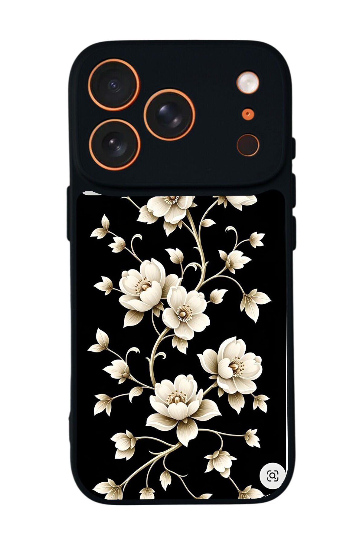 iPhone 17 Pro Uyumlu Yaldizli Cicek Tasarımlı Glossy Premium Kılıf