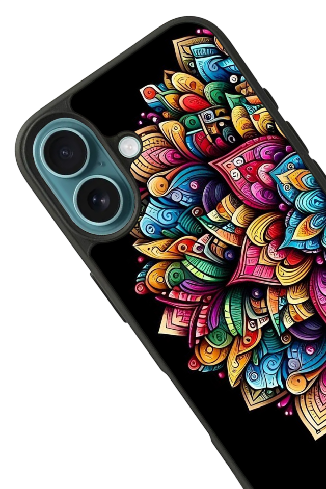 iPhone 16 Uyumlu Mandala Tasarımlı Glossy Premium Kılıf
