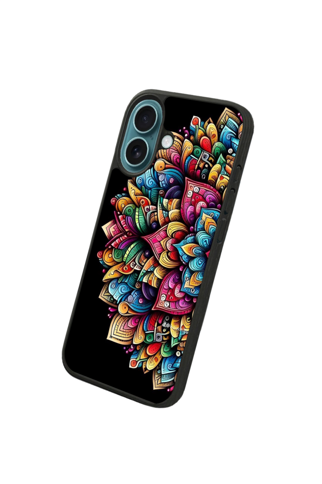 iPhone 16 Uyumlu Mandala Tasarımlı Glossy Premium Kılıf