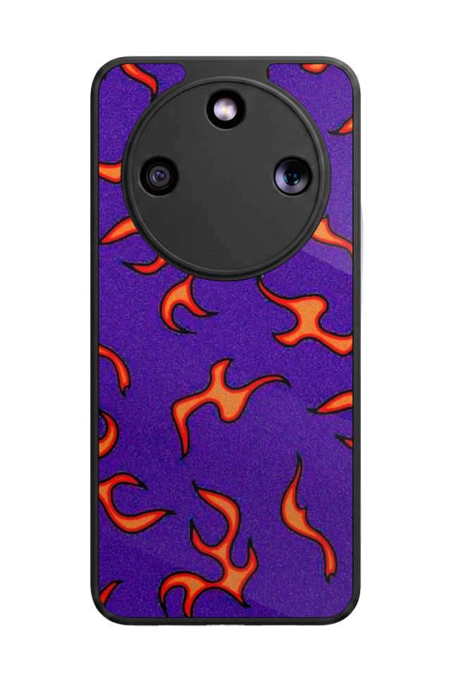 Honor Magic 8 Lite Uyumlu Retro Flame Patterns Tasarımlı Glossy Premium Kılıf