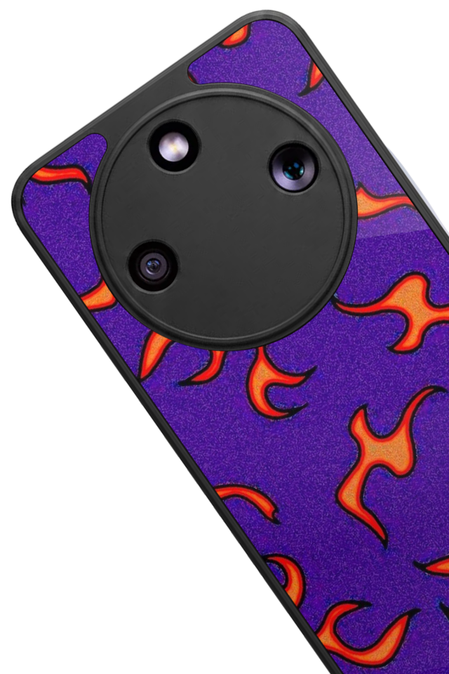 Honor Magic 8 Lite Uyumlu Retro Flame Patterns Tasarımlı Glossy Premium Kılıf